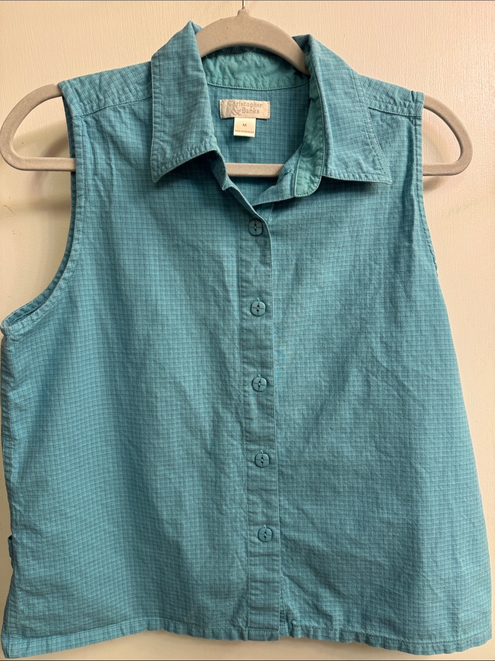 Christopher & Banks Sleeveless Button-Down Shirt - Teal